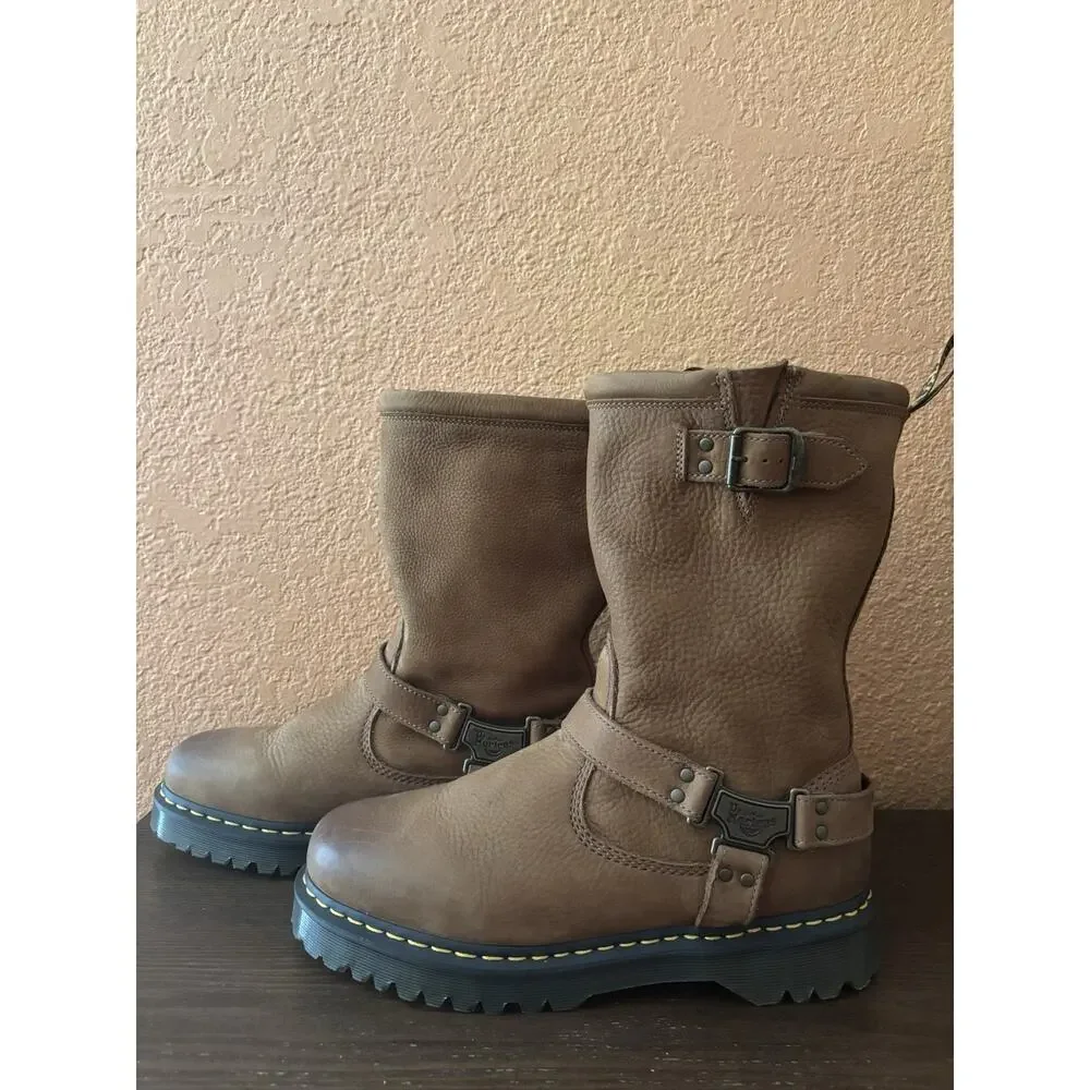 Dr. Marten Men’s Anistone Hi Tumbled Nubuck Buckle Biker Boots Men Size 12 New